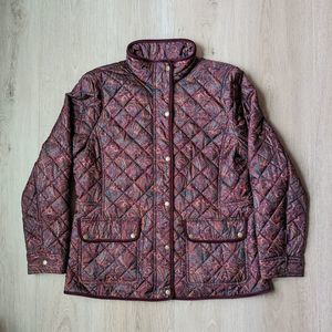 Talbots Maroon Paisley Quilted Field Chore Jacket